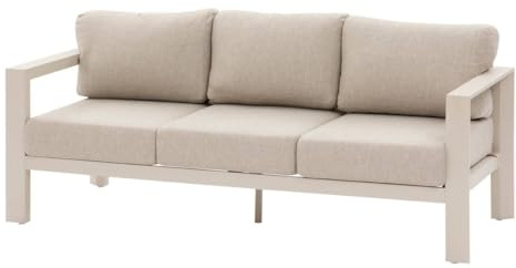 Hespéride – Evasion Clay 3-Sitzer-Gartensofa, rostfrei, inklusive 4 Abnehmbarer Kissen, Möbel für Terrasse, Balkon und Patio