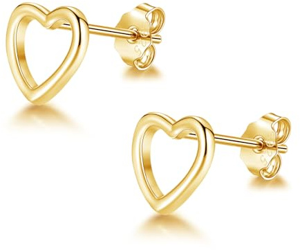 Josfeva 925 Sterling Silber Ohrstecker, Herz Stern Kreuz Ohrstecker Damen | Hypoallergen Knorpel Ohrring Stecker, Flach Einfach Stecker, Kommt in Schmuck Geschenk Box, Ohrringe für Mehre Ohrlöcher