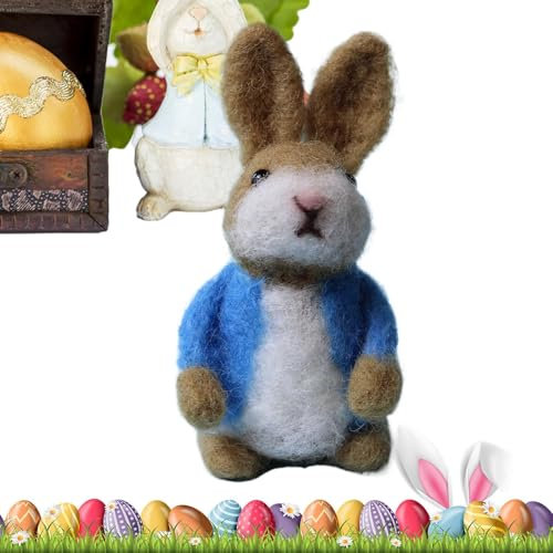 Bunny Ornament Filz - Häkeln Easter Animal Crafts | Filz Easter Bunny, Osterhasen-Ornamente aus Filz für die Dekoration, glückliche Tiere zum Thema Ostern, gehäkelter Hase hergestellt