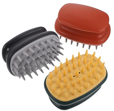 GARVALON Silikon Kopfhautmassagebürste mit Ergonomischem Griff 3 Stück Doppellagigem Design und Großen Zinken für Dusche und Haarreinigung