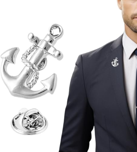 UEIOAVL Broschen & Anstecknadeln für Damen, 1 Stück Kleidungsbrosche mit Knopf Brosche Damenschmuck eleganter Kleideranstecker Anker-Druckknopf Kleiderclip (Silber)
