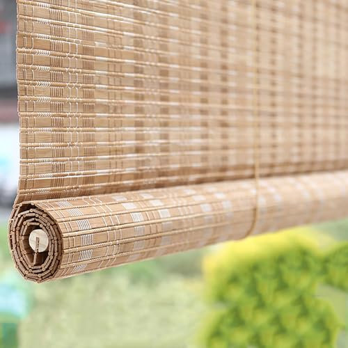 Natur Bambusrollo Retro Bambus Rollo Lichtfilterung Jalousie Raffrollo Seitenzugrollo Belüftung für Fenster Tür Terrasse Balkon Garten