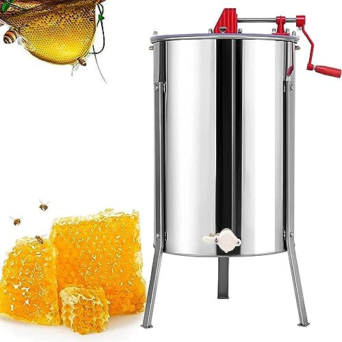 Estrattore manuale di miele, Estrattore di miele a 2 cornici, Estrazione di apicoltura in acciaio inossidabile, Spinner a tamburo a nido d'ape con coperchio, Attrezzatura centrifuga per apiario