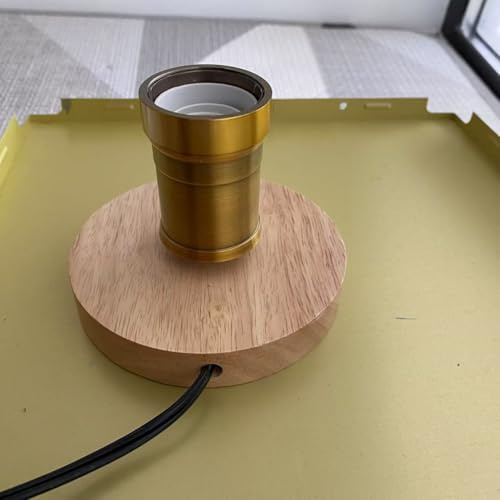 WOPARU Wood Table Lamp Base,Small Oak Wood Dimmable Desktop Light Sockets Base,Vintage E26/E27 Edison Screw Light Bulb Holder Base ，5.57ft Cord on/Off Switch with US Plug (B-Yellow)