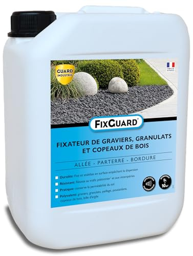 Guard Industrie - FixGuard - Liant fixateur de Graviers, Galets, Copeaux pour Ne Plus Ratisser- Fixe 3 Ans Les Pierres détachées - Résiste souffleur Feuille - 5L - Traite 10m² - sans Solvant