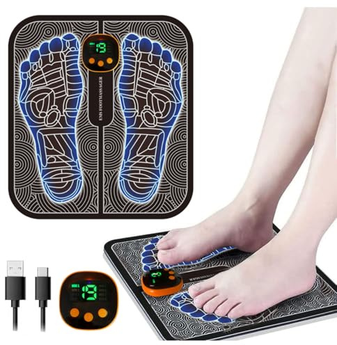 Massaggiatore per Piedi EMS foot pied massage,Massaggiatore Piedi USB con 8 Modalità e 19 Intensità, per la Circolazione Sanguigna e il Sollievo dal Dolore Muscolare