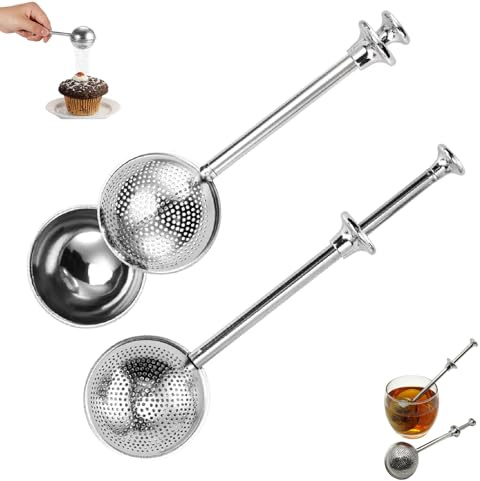 Set con setaccio per farina e infusore per tè, spalmatore per polvere a pressione, per zucchero a velo, spezie, cottura al forno e tè sfuso