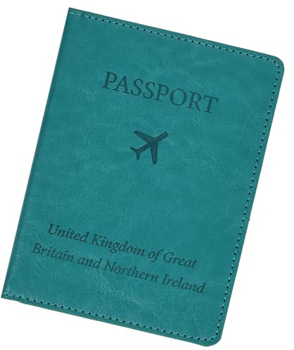 OFFCUP Porta passaporto, custodia per passaporto in pelle PU con blocco RFID, portafoglio per passaporti del Regno Unito, custodia a portafoglio da viaggio con slot per carte, porta documenti da