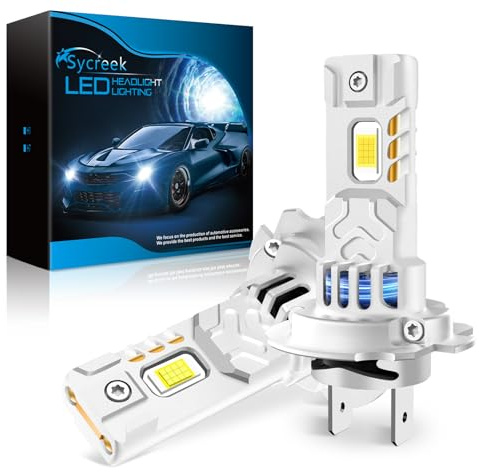 Sycreek Doppio Radiatore in Rame H7 LED, LED H7 33000LM 6500K 800% Luce Bianca Forte, Kit di Conversione per Alogeni, Lampade Fari per Auto o Moto 12V-18V, 2 Lampadine