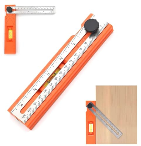 Herramienta transportadora de marcado de posicionamiento ajustable, regla de medición de profundidad multifuncional con marcado multiángulo de 15°-90°, regla de posicionamiento de perforación, perilla
