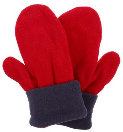 Hohopeti Moufles Hiver Épaissies Polaire sans Doigts Unisexes Chaudes et Confortables pour Ski Cyclisme Activités Extérieures par Froid Style Mode Rouge