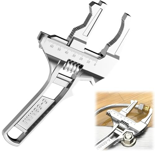 Wide Jaw Adjustable Spanner Set 6-68mm,Ultra-Thin Basin Wrench for Sink Tap & Pipe Nuts in Tight Spaces,8-Inch Short Shank Plumbing Tool,Professional Plumbers Tools & Equipment for Home Repair,Silver