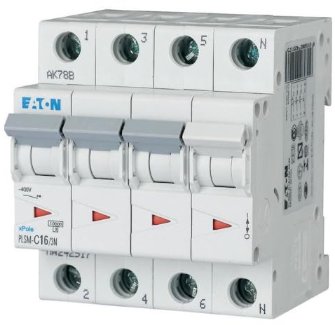 Eaton Moeller PLSM-C16/3N-MW Leitungsschutzschalter 16A 3P+N 3-polig+N C-Charakteristik LS-Schalter Sicherungsautomat MCB (242543 alt 245071)