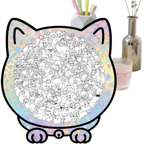 Puzzles Chat,Décoration Mignonne avec Cadre Photo - 135 Pièces Puzzles en Bois avec Boîte De Rangement,pour Les Amateurs d'animaux, Le Jeu, Le Salon Et L'Exposition sur