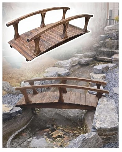 CSYQPDMBDL Holzbrücke mit Geländer, Gartenbrücke aus Holz, Gewölbte Gartenbrücken for den Außenbereich, Fischteichbrücke über Wasser/Bach/Fluss, dekorative Fußgängerbrücke