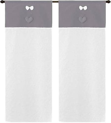emmevi Tende Finestre Porte Interno Coppia 2pz Tessuto Semitrasparente Shabby Chic Rustiche 60x150 Grigia
