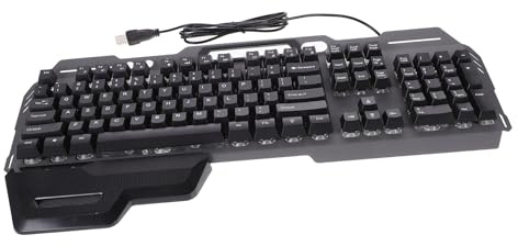 PRETYZOOM Clavier Filaire Noir Rétroéclairé 104 Touches Abs Silencieux avec Repose-Poignets Ergonomique pour Bureau et Maison Design Carré