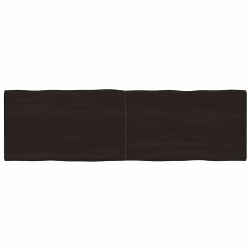 HETFTJN Tischplatte 200x60 cm Massivholz Eiche Dunkelbraun Behandelt Baumkante Klappbar - Robuste Schreibtischplatte Esstischplatte für DIY Möbel und Verschiedene Untergestelle