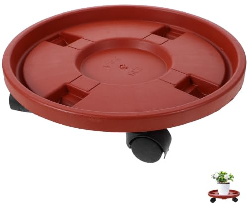 HOUDERCO Vassoio per Fioriera Ruote Multifunzione in Plastica Spessa per Piante in Vaso, Carrello Rotondo per Giardino e Casa, Facile da Spostare e Conservare