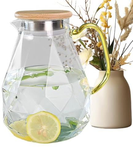 Glass Pitcher With Lid - 2L Large Capacity, Beverage Container