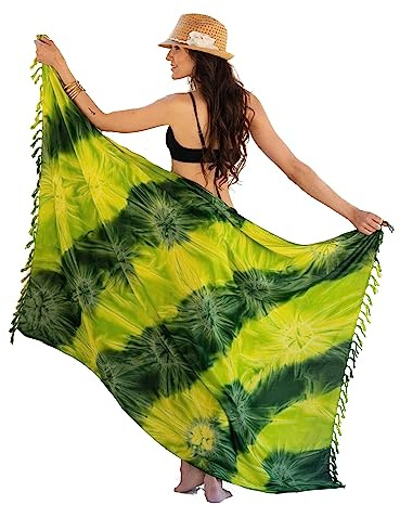 NELUHA Sarong Tuch Damen aus Indonesien – XXL Strandtuch zum Umbinden mit Saronghalter – Wickelrock, Wickeltuch, Hüfttuch und Pareo