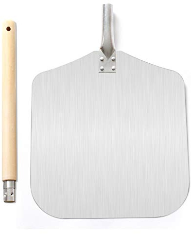 Birsppy Cozy Vibe Pizzaschaufel mit großer Fläche - 30.5cm x 33.5cm, Pizzaschieber Aluminium, Griff aus Holz