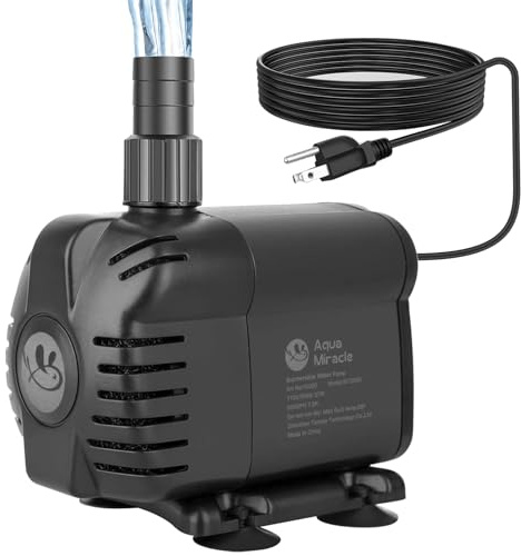 AquaMiracle 1160GPH Submersible Water Pump with 11.5ft High Lift, Pond Pump Aquarium Pumps for Fish Tank, Fountain, Waterfall, Statuary, Water feature, Hydroponics