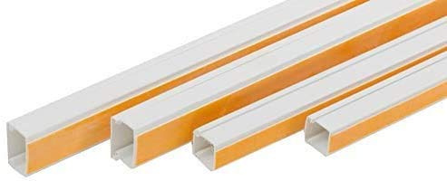 ENVA® Electrical Cable Trunking, White Self Adhesive Paintable PVC Trunking Cable & Wire Tidy Plastic Electrical Conduit Mini Trunk (4, 40x40mm)