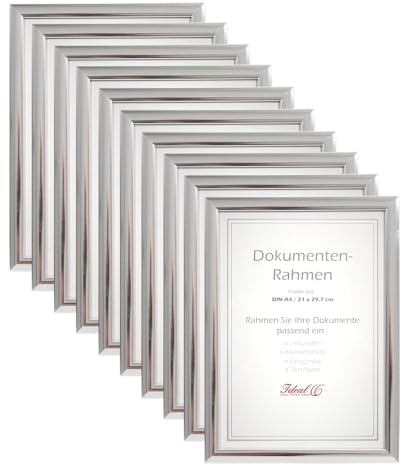 IDEAL TREND 2er 3er 5er 10er Pack Dokument Bilderrahmen 21x29,7 DIN A4 Urkunde Foto Rahmen: Farbe: 10er Pack Silber