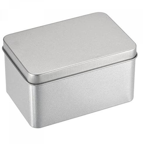 uxcell Metal Tin Box, 4.21 x 2.87 x 2.36 Rectangular Empty Tinplate Containers with Lids, Silver Tone, for Home Organizer, Candles, Gifts, Car Keys, Crafts Storage