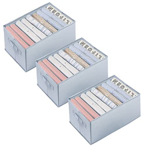 Schrank Organizer 3 Stück für Jeans Hosen Hemden, Kleiderschrank Organizer Schubladen Organizer | 34cm*25cm*17cm*9 Staufächer