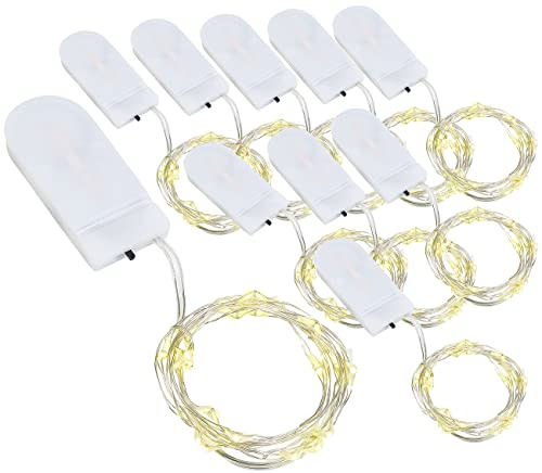 Lunartec Mini Lichterkette: 10er-Set LED-Lichterdraht, je 24 Mikro-LEDs, je 1,2 m, IPX4, warmweiß (LED Draht, Lichtdraht, Fensterbeleuchtung)