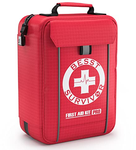 Professional Trauma First Aid Kit - Military-Grade Labelled Compartments & MOLLE System for Workplace, Outdoor, Car, Boat, Hurricane Emergencies 265 Piece Emergency Necessities Kits