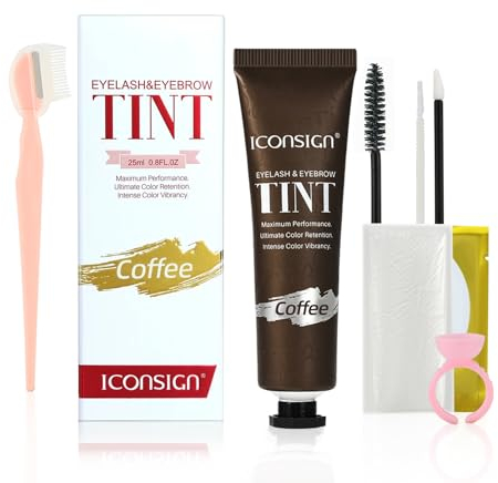 Duoffanny Augenbrauen- und Wimpernfarbe, 25ml Färben Set, Sofortige Augenbrauenfarbe Kit, Set zum Färben von Wimpern, Kosmetik Make-up Hält 6 Wochen, Tönungsset für Salon & Heimgebrauch (Kaffee)