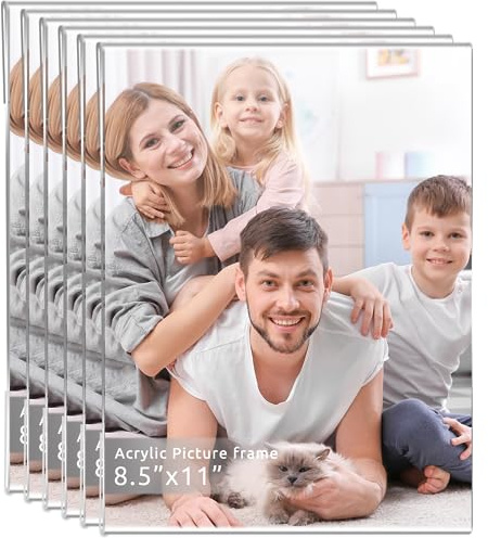 DZZ 8.5 x 11 frame,picture frames 8.5 x 11 High Transparent Photo Frame,Clear Acrylic frame,picture frames for wall, for Photo Poster Canvas Certificate Document Gallery,Set of 6