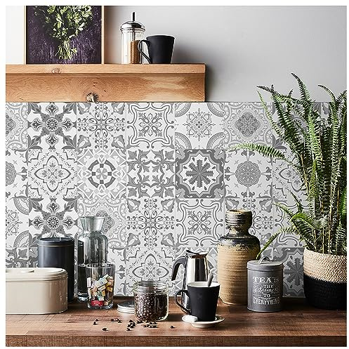 Autocollants pour carrelage pour cuisine et salle de bain, autocollants 3D | imperméables, résistants à l'huile, autocollants auto-adhésifs pour cuisine et salle de bain, noir et blanc, lot de 24