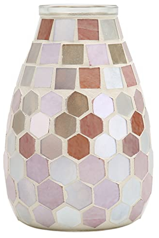 Porta Tealight in Vetro a Mosaico Vaso in Vetro a Mosaico Vaso da Fiori Accessori Decorativi per la Casa Candele Tealight per la Decorazione della Camera da Letto