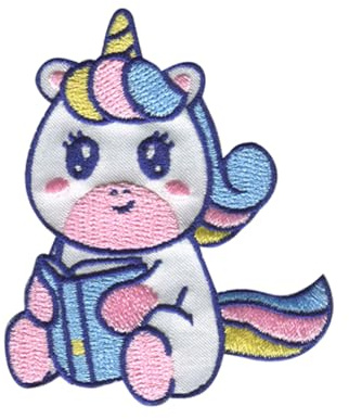 Catch the Patch Einhorn Buch Aufnäher zum Aufbügeln Fantasy 6 x 7,3 cm Bügelbild für Kinder Mädchen mit Glitzer Regenbogen Prinzessin, Bastel DIY Mitbringsel Kindergeburtstag Geschenk