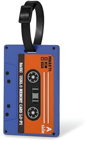 Gepäckanhänger für Koffer, Kassetten-Silikon-Reise-ID-Tag mit beschreibbarer Kontaktkarte, Retro-Musik-Taschenmarker für Handgepäck, Rucksäcke, Laptop-Taschen, Autoreisen, Teenager, Erwachsene