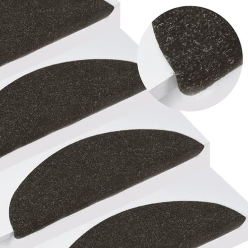 BaraSh Stufenmatten Selbstklebend 15 STK. 56x17x3 cm Schwarz Rechteckig Stufenmatten Schmal Treppenteppich Selbstklebend