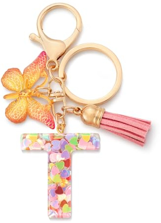 CHUQING Buchstabe Schlüsselanhänger Mädchen mit Schmetterling | Schmetterling Buchstaben Schlüsselanhänger mit Anfangsbuchstabe für Frauen und Damen, glitzerndes Accessoire und Geschenk.