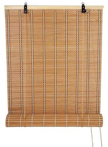 tow000ack Natur Bambus Rollos Raffrollo Blickdicht Bambusrollo Bambusjalousien Rollläden mit Haken,Verdunkelungsrollo für Fenster Türen Pavillon Patio,Anpassbar,Breite x Höhe (90cm x 150cm)