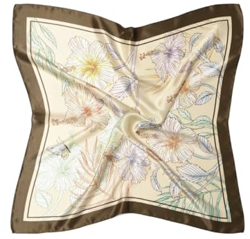 MayTree Seidentuch aus 100% Maulbeer-Seide - 70x70, Blumenpracht aprikose- Luxuriöses Damen Halstuch - Eleganter Bandana-Schal für Damen - Luxus und Komfort für Erwachsene