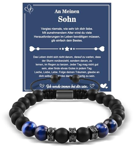 YELUWA Meinen Sohn Armband, Sohn Geschenke Von Mama, Junge Armband Geschenk | 14 15 16 17 18 Geburtstagsgeschenk für Junge Ich Liebe Dich in 100 Sprachen Armband Geschenke von Mama und Papa an den Sohn