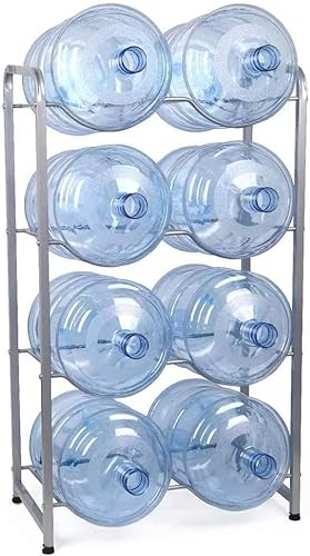 Water Cooler Jug Rack - Space Saving 4-Tier Floor Standing Holder for 5 Gallon Jugs - Organize 8 Bottles with this Water Bottle Storage and Dispenser Stand.