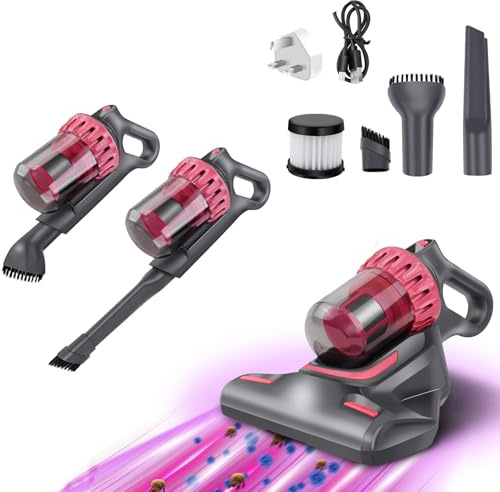 Mattress Vacuum Cleaner, Handheld Bed Vacuum Cleaner with HEPA Filtration nd UV Light, Household High-Frequency Strong Mite Removal Instrument, Wireless Vacuum Cleaner for Bed, Sofa, Carpets