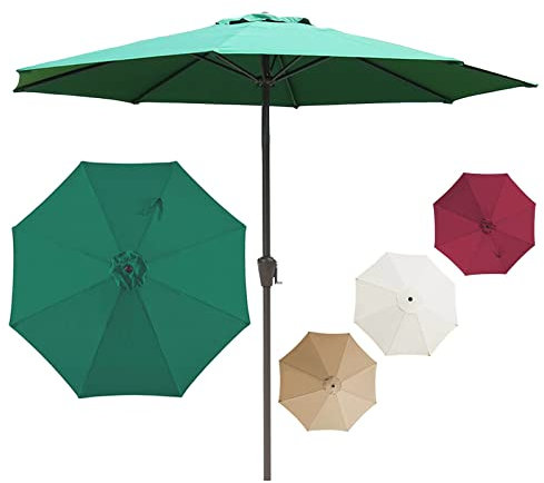 Ombrellone da giardino con ombrellone da giardino, con manovella - 2,7 m/tre metri di ombrelloni da esterno per patio, ombrellone da tavolo da esterno con 8 robuste costole, protezione solare stacca