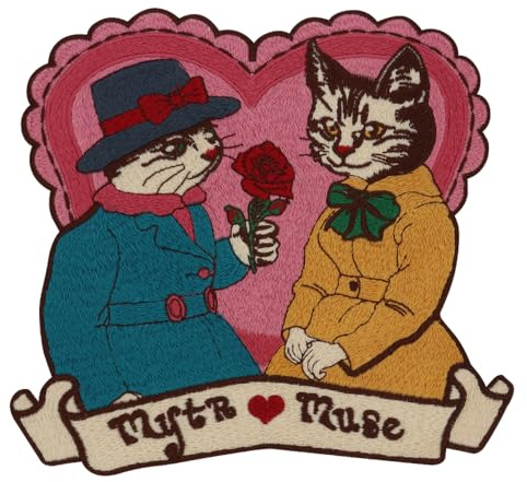 EMDOMO Aufnäher zum Aufnähen, niedlicher Mond, Katze, bestickt, Herz, Katze, Rose, Blume, Abzeichen, Kaninchen, Vogel, Applikation, Reparaturkleidung, Zubehör (A)