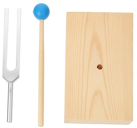528hz Stimmgabel im Holzbox Satz aus Aluminiumlegierung, 1 Satz | Holzhammer und Holzsockel, für Akustische Experimente, Lehrzwecke und Tonprüfung