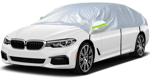 Half Car Cover Waterproof, Universal Car Top Cover for Outdoor Indoor Snowproof Dustproof UV Resistant All Weather(for Sedans Up to 4.5-5.5M)